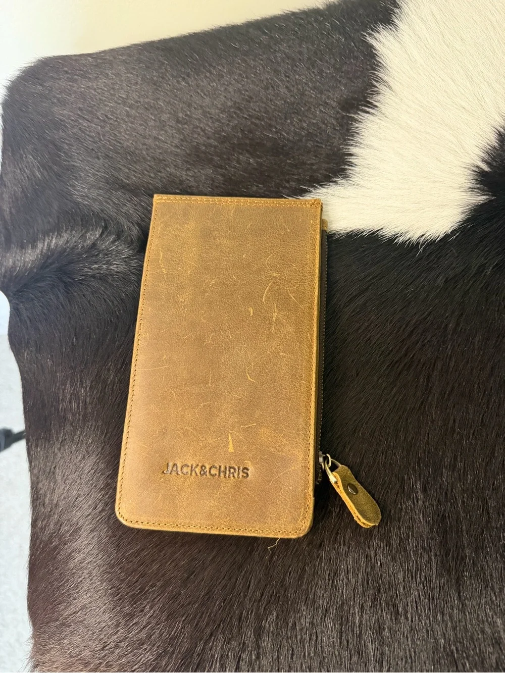 Men's Brown Leather Zip Wallet